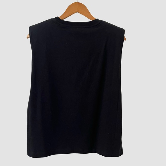 All Saints "Mika" Black Shoulder Padded Square Shoulders T-Shirt M NWT - Picture 2 of 7